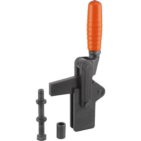 Kipp Toggle Clamp Heavy Version Steel, Vertical Foot, Comp:Plastic, Comp:Orange, M=M16X150 K0067.2400